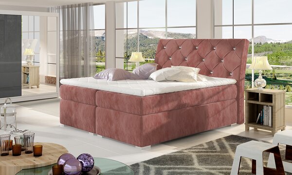 Čalúnená manželská posteľ s úložným priestorom Beneto 160 - ružová (Kronos 29)