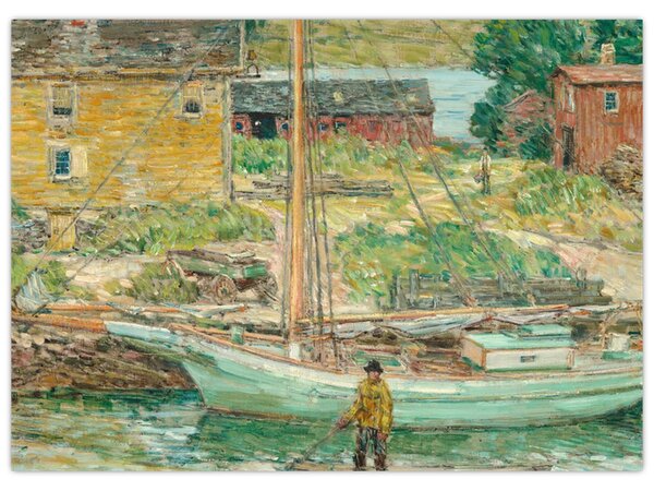 Obraz - Childe Hassam, Oyster Sloop, Cos Cob, reprodukcia (70x50 cm)