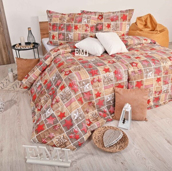 Vianočné bavlnené obliečky Ginger EMI, Štandardný set jednolôžko obsahuje 1x 140x200 + 1x 70x90
