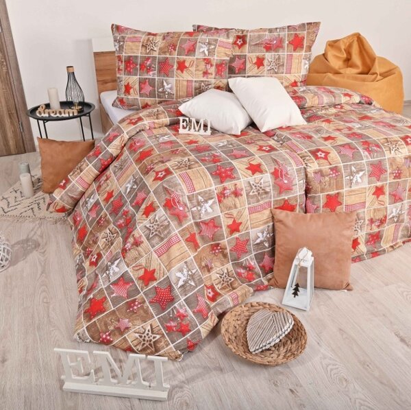 Vianočné bavlnené obliečky Ginger EMI, Štandardný set jednolôžko obsahuje 1x 140x200 + 1x 70x90