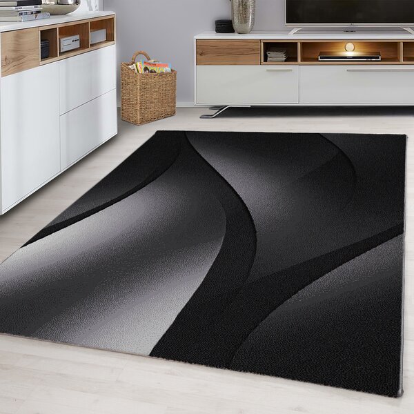 Ayyildiz, Kusový koberec Plus 8010 black, 120x170, čierna, chodba / predsieň