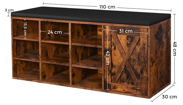 LAVICA NA TOPÁNKY, tmavohnedá, 110/48/30 cm MID.YOU - Online Only drobný nábytok, Online Only