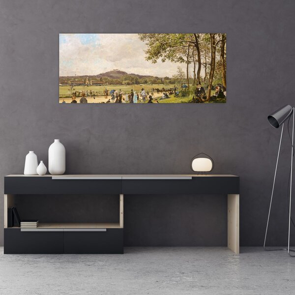 Obraz - French 19th Century, Race Course at Longchamps, reprodukcia (120x50 cm)