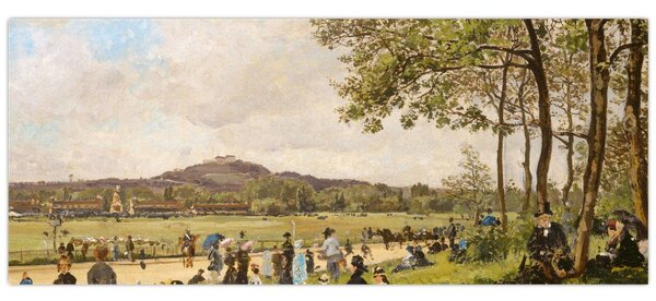 Obraz - French 19th Century, Race Course at Longchamps, reprodukcia (120x50 cm)