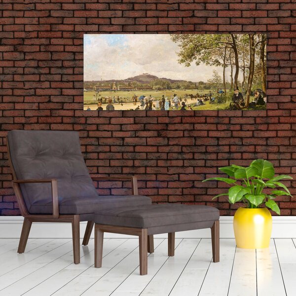 Obraz - French 19th Century, Race Course at Longchamps, reprodukcia (120x50 cm)