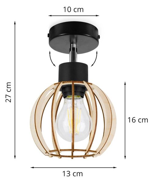 Bodové svietidlo Timber 8, 1x drevené tienidlo, kp