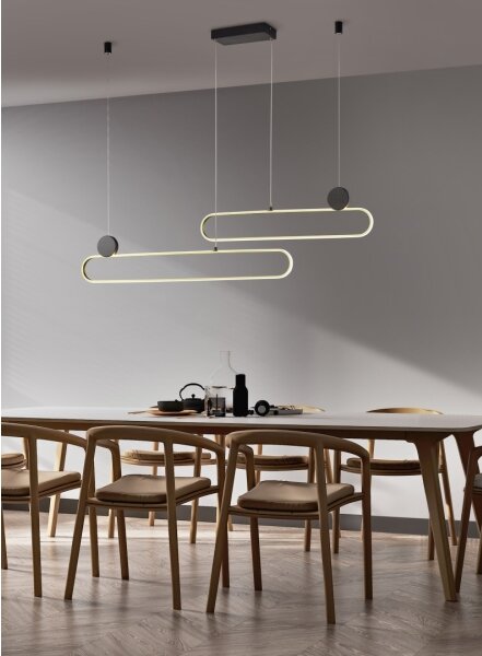 Trio - LED stmievateľný luster na lanku GRANT LED/54W/230V 2300/3000/4000K čierna/zlatá