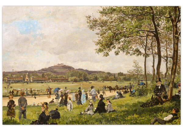 Obraz - French 19th Century, Race Course at Longchamps, reprodukcia (90x60 cm)