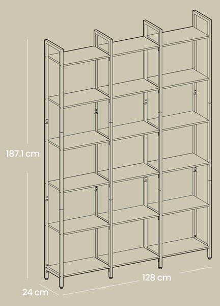 REGÁL, hnedá, čierna, oceľ, 128/187,1/24 cm Boxxx - Online Only drobný nábytok, Online Only