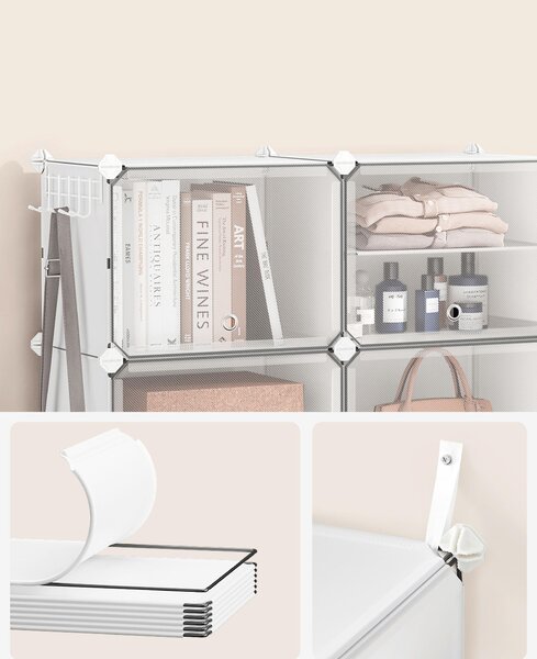 REGÁL NA TOPÁNKY, biela, priehľadné, 124,4/124,6/32 cm Boxxx - Online Only drobný nábytok, Online Only