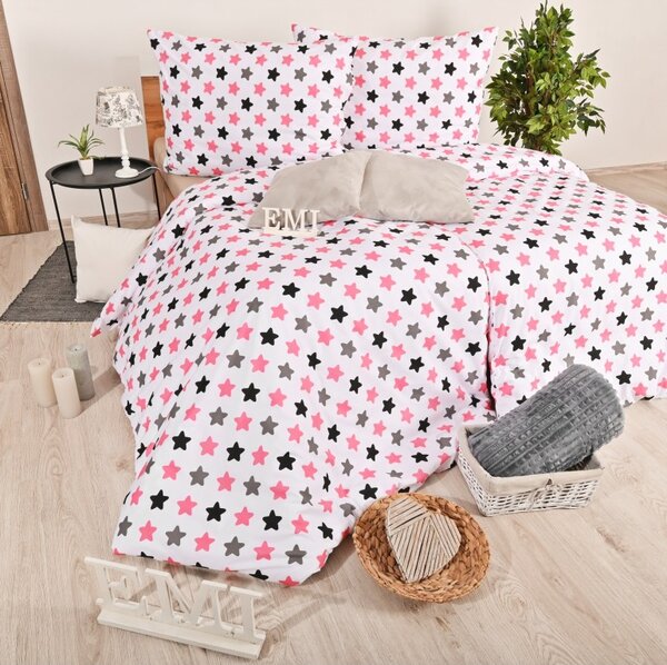 Obliečky bavlnené Hviezdičky ružové EMI, Štandardný set jednolôžko obsahuje 1x 140x200 + 1x 70x90