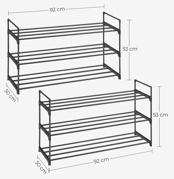 SET REGÁLŮ NA TOPÁNKY 2 ks, čierna, 92/53/30 cm Boxxx - Online Only drobný nábytok, Online Only