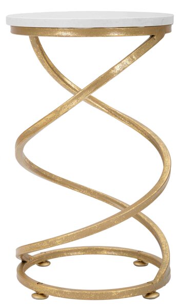 KONFERENČNÝ STOLÍK, biela, zlatá, kov, kameň, 27,5/27,5/47,5 cm - Stolíky do obývačky, Online Only