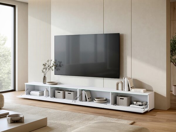 NÍZKA KOMODA, biela, biela s vysokým leskom, 300/32/33 cm P & B - TV nábytok, Online Only