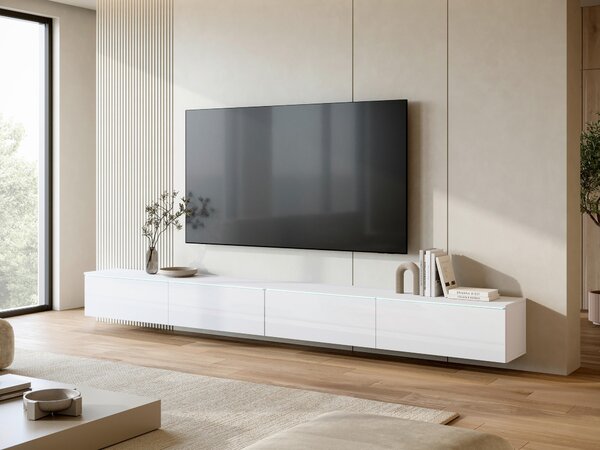 NÍZKA KOMODA, biela, biela s vysokým leskom, 300/32/33 cm P & B - TV nábytok, Online Only