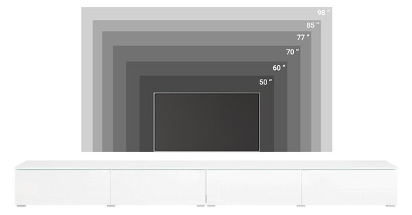 NÍZKA KOMODA, biela, biela s vysokým leskom, 300/32/33 cm P & B - TV nábytok, Online Only