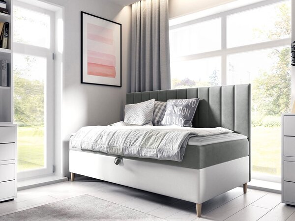 Mirjan24 Kontinentálna posteľ Junior Kamire 2, Rozmer postele: 90x200, Dostupné poťahy: ekokoža Soft 017 (biela) + Fresh 04 5903211192142