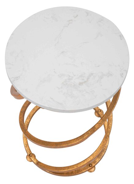 KONFERENČNÝ STOLÍK, biela, zlatá, kov, kameň, 27,5/27,5/47,5 cm - Stolíky do obývačky, Online Only