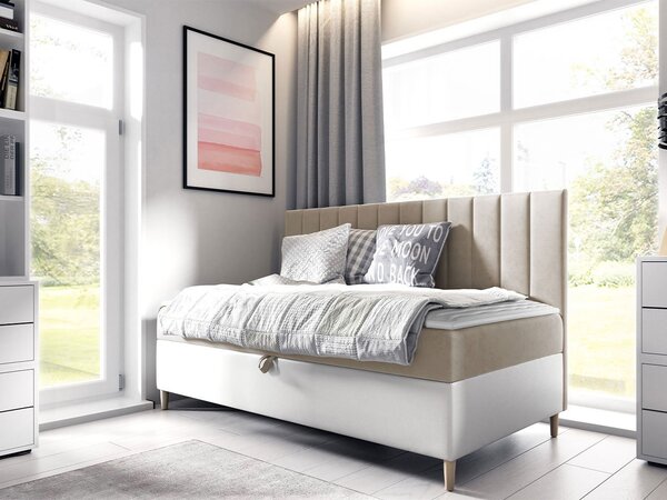 Mirjan24 Kontinentálna posteľ Junior Kamire 2, Rozmer postele: 90x200, Dostupné poťahy: ekokoža Soft 017 (biela) + Fresh 04 5903211192142