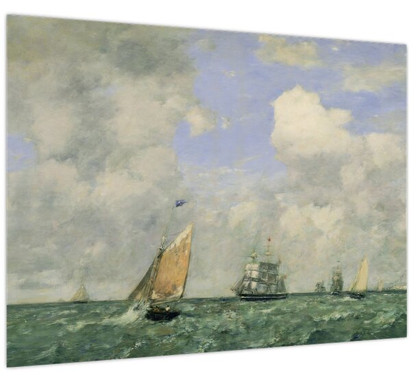 Obraz - Eugène Boudin, Ships and Sailing Boats Leaving Le Havre, reprodukcia (70x50 cm)