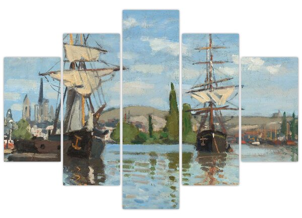 Obraz - Claude Monet, Ships Riding on the Seine at Rouen, reprodukcia (150x105 cm)