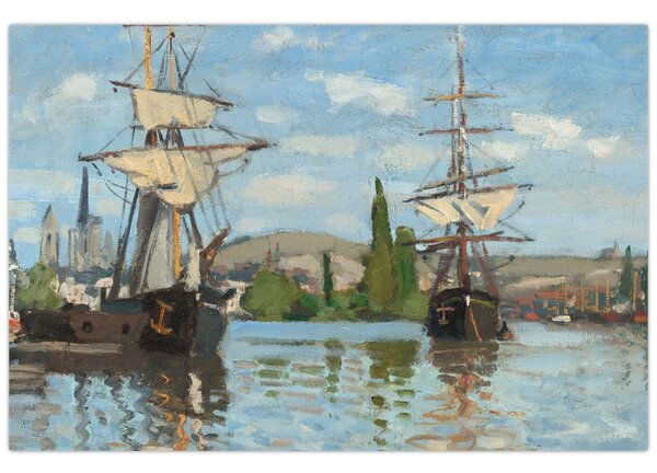 Obraz - Claude Monet, Ships Riding on the Seine at Rouen, reprodukcia (90x60 cm)