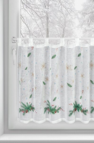KRÁTKA VIANOČNÁ ZÁCLONA NA PÚTKACH XMAS1 60X150 CM VZOROVANÁ