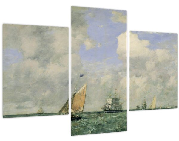 Obraz - Eugène Boudin, Ships and Sailing Boats Leaving Le Havre, reprodukcia (90x60 cm)