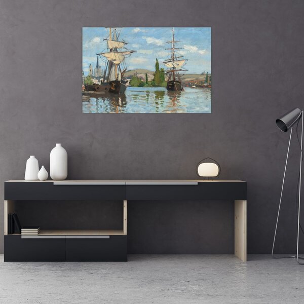 Obraz - Claude Monet, Ships Riding on the Seine at Rouen, reprodukcia (90x60 cm)