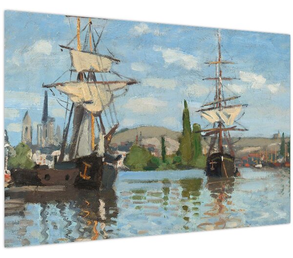Obraz - Claude Monet, Ships Riding on the Seine at Rouen, reprodukcia (90x60 cm)