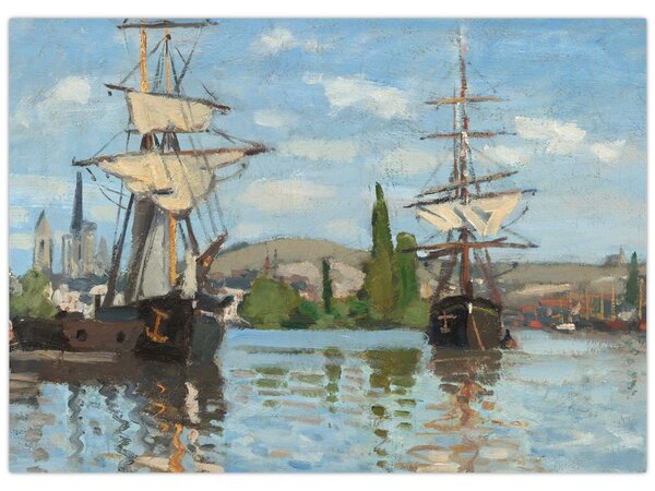 Obraz - Claude Monet, Ships Riding on the Seine at Rouen, reprodukcia (70x50 cm)