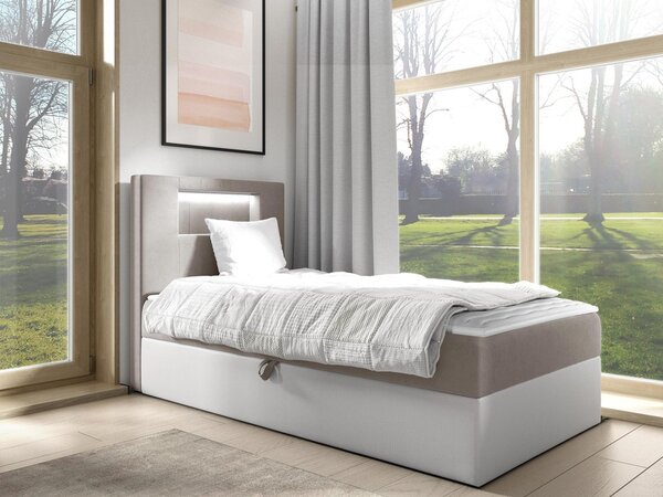 Mirjan24 Kontinentálna jednolôžková posteľ Junior Ribezo 1, Strana: ľavá, Rozmer postele: 90x200, Dostupné poťahy: ekokoža Soft 017 (biela) + Fresh 04 5903211193644
