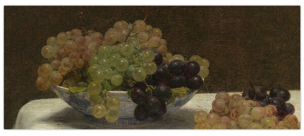 Obraz - Henri Fantin-Latour, Still Life with Grapes and a Carnation, reprodukcia (120x50 cm)