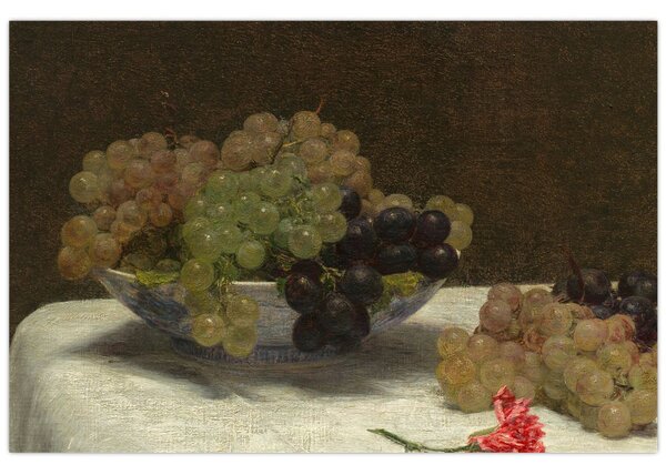 Obraz - Henri Fantin-Latour, Still Life with Grapes and a Carnation, reprodukcia (90x60 cm)
