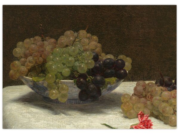 Obraz - Henri Fantin-Latour, Still Life with Grapes and a Carnation, reprodukcia (70x50 cm)
