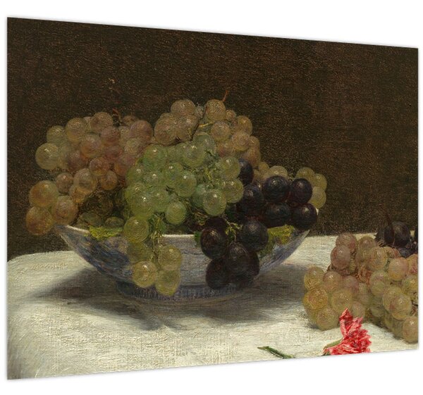 Obraz - Henri Fantin-Latour, Still Life with Grapes and a Carnation, reprodukcia (70x50 cm)