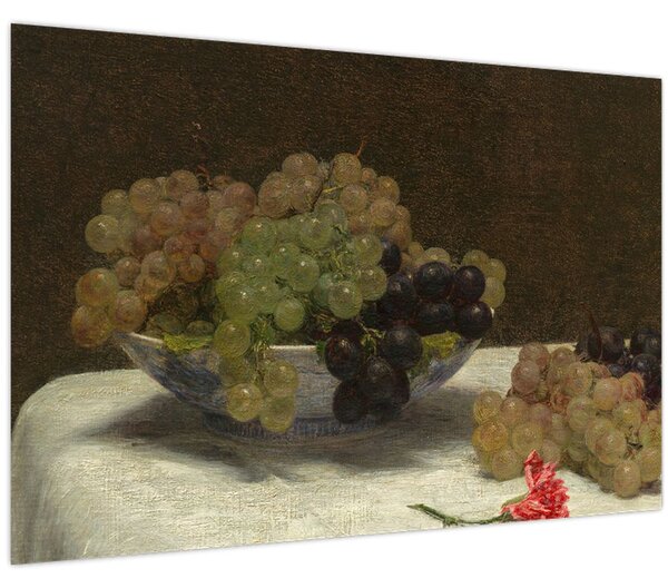 Obraz - Henri Fantin-Latour, Still Life with Grapes and a Carnation, reprodukcia (90x60 cm)