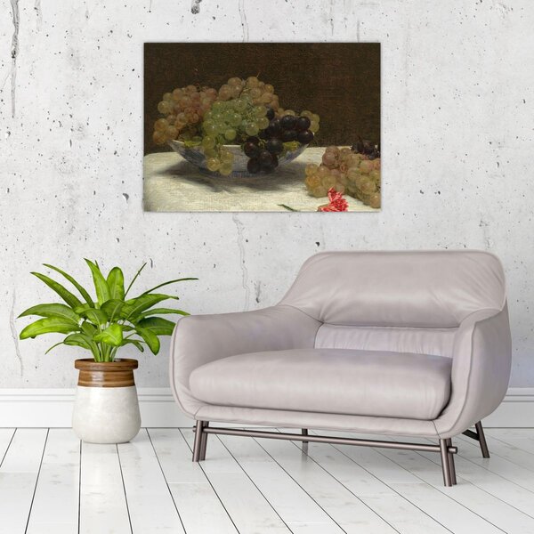 Obraz - Henri Fantin-Latour, Still Life with Grapes and a Carnation, reprodukcia (70x50 cm)