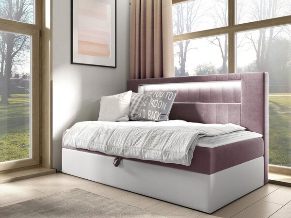 Mirjan24 Kontinentálna jednolôžková posteľ Junior Ribezo 2, Rozmer postele: 80x200, Dostupné poťahy: ekokoža Soft 017 (biela) + Fresh 09 5903211193866