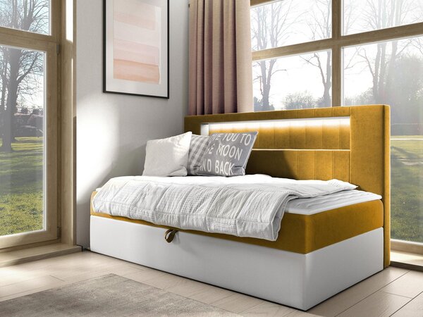 Mirjan24 Kontinentálna jednolôžková posteľ Junior Ribezo 2, Rozmer postele: 80x200, Dostupné poťahy: ekokoža Soft 017 (biela) + Fresh 09 5903211193866