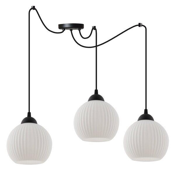 Závesné svietidlo Riffle Round Spider, 3x biele sklenené tienidlo, b