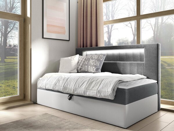 Mirjan24 Kontinentálna jednolôžková posteľ Junior Ribezo 2, Rozmer postele: 80x200, Dostupné poťahy: ekokoža Soft 017 (biela) + Fresh 09 5903211193866