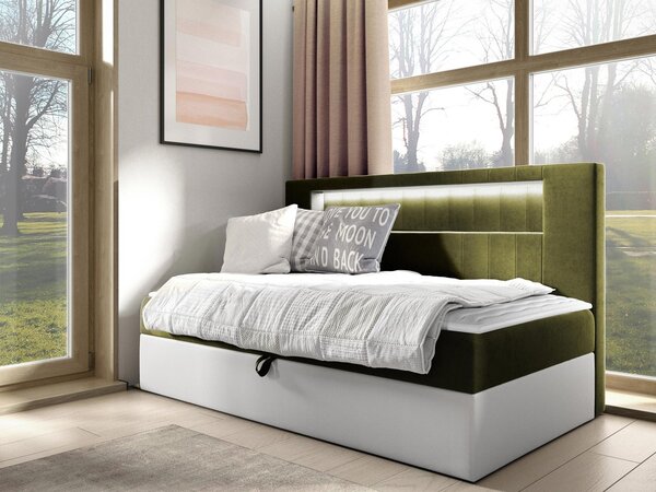 Mirjan24 Kontinentálna jednolôžková posteľ Junior Ribezo 2, Rozmer postele: 80x200, Dostupné poťahy: ekokoža Soft 017 (biela) + Fresh 09 5903211193866