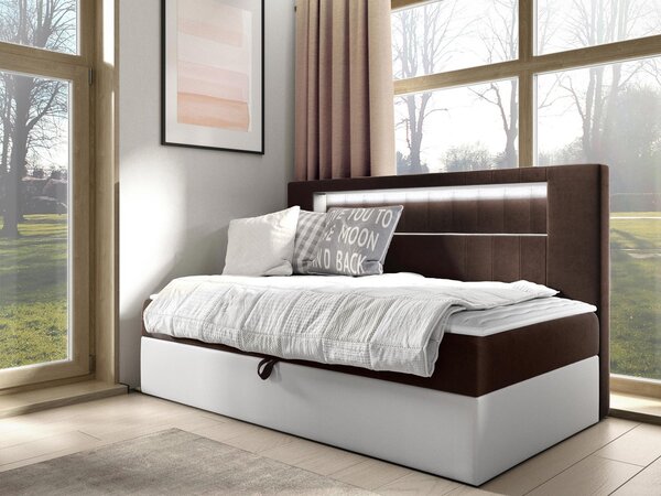 Mirjan24 Kontinentálna jednolôžková posteľ Junior Ribezo 2, Rozmer postele: 80x200, Dostupné poťahy: ekokoža Soft 017 (biela) + Fresh 09 5903211193866