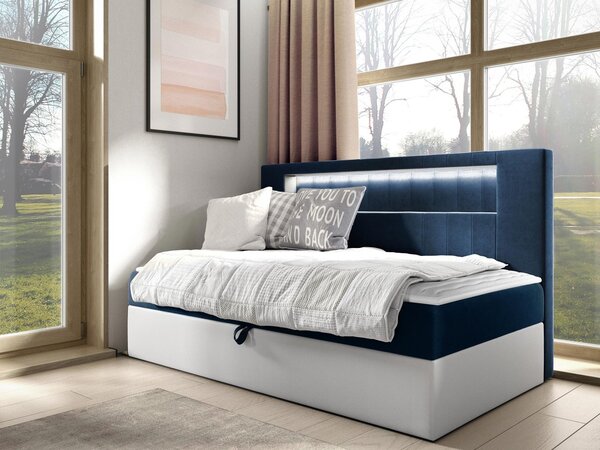 Mirjan24 Kontinentálna jednolôžková posteľ Junior Ribezo 2, Rozmer postele: 80x200, Dostupné poťahy: ekokoža Soft 017 (biela) + Fresh 09 5903211193866