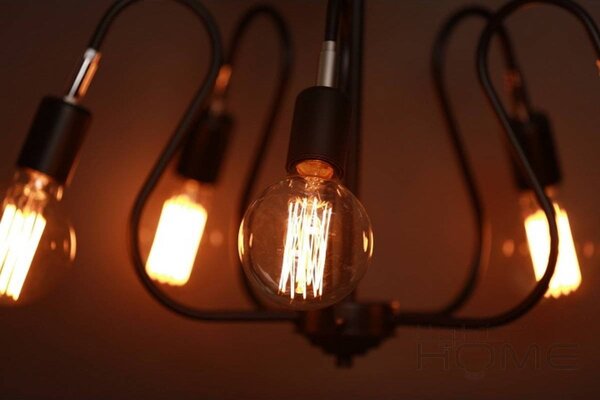 Stropné svietidlo Edison 5, chrómové telo svietidla