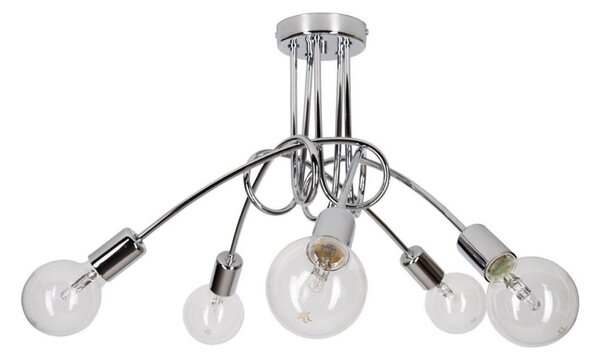 Stropné svietidlo Edison 5, chrómové telo svietidla