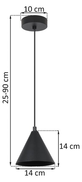 Závesné svietidlo Soho, 1x čierne kovové tienidlo, (fi 14cm)