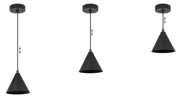 Závesné svietidlo Soho, 1x čierne kovové tienidlo, (fi 14cm)