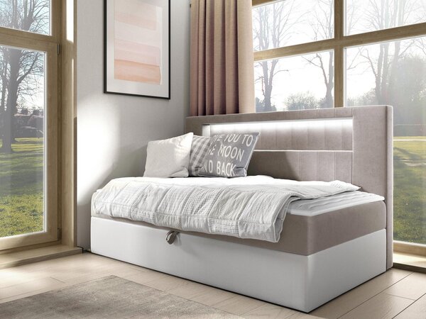 Mirjan24 Kontinentálna jednolôžková posteľ Junior Ribezo 2, Rozmer postele: 80x200, Dostupné poťahy: ekokoža Soft 017 (biela) + Fresh 09 5903211193866
